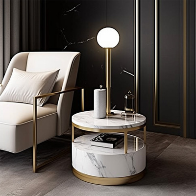 岩板茶几客厅家用简约圆形小桌子大理石轻奢现代网红小户型茶几桌