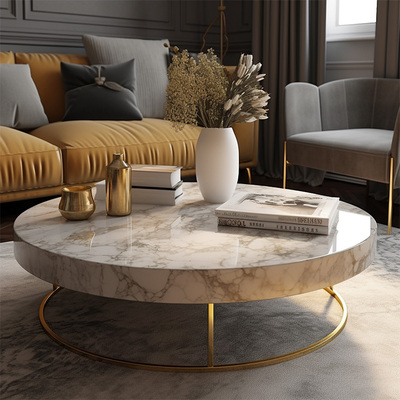 意式岩板沙发边几轻奢椭圆形铁艺小茶几可移动客厅床头极简角几桌