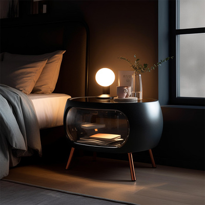 床边柜免安装简约后现代小柜子轻奢北欧储物柜主卧高端床头柜皮质