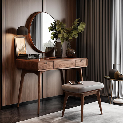 轻奢梳妆台卧室现代简约2023年新款奶油风小户型化妆桌收纳柜一体
