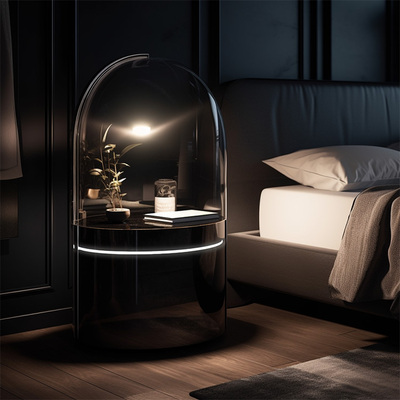 床头柜皮质现代简约轻奢小型实木卧室床边柜小柜子简易款极简岩板