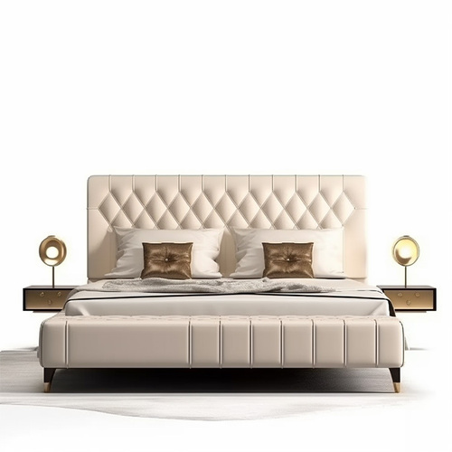 Cloud bed technology fabric bed, simple modern velvet master bedroom, solid wood wedding bed