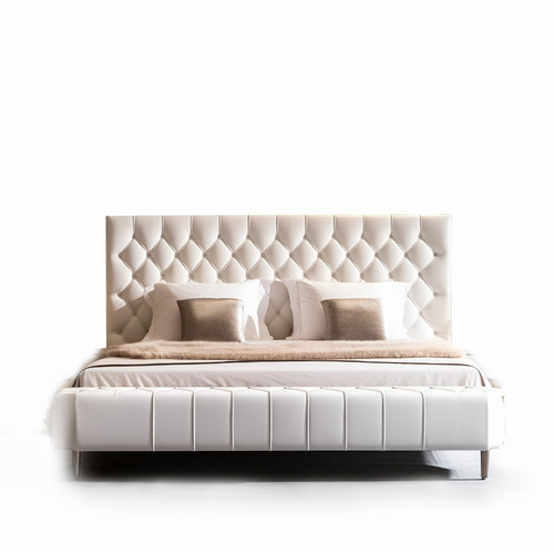 Modern minimalist small unit leather bed North European Italian light